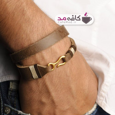مدل دستبند چرم و طلا