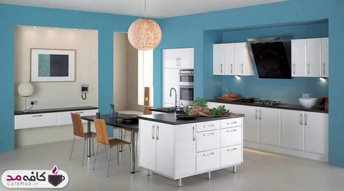 دکوراسیون آبی رنگِ آشپزخانه های رویایی