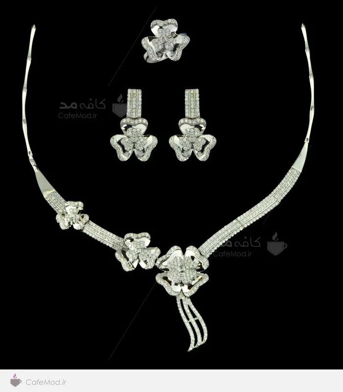 مدل ست جواهرات طلای سفید