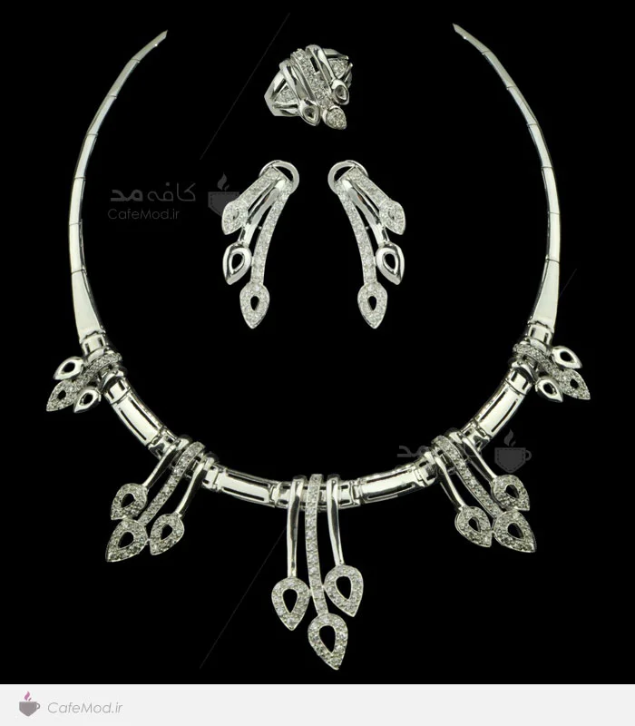 مدل ست جواهرات طلای سفید