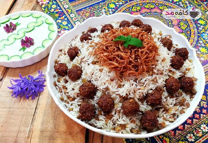 عدس پلو با گوشت قلقلی